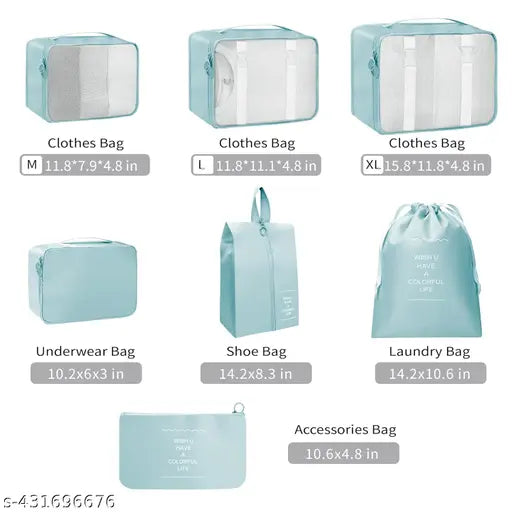 SortHaven™ Travel Packing Cubes Set – 7-in-1 Luggage Organizer with Shoe Bag (Multicolor)