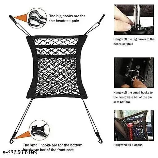 SortHaven™ 3-Layer Car Seat Back Mesh Organizer – Backseat Storage Net & Safety Barrier