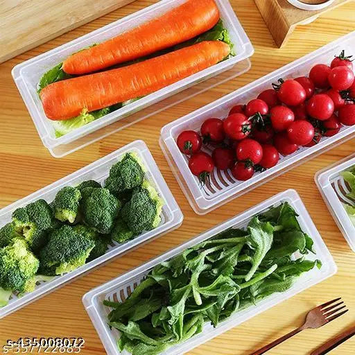 SortHaven™ Fridge Storage Box Set – 6-Piece 1500ml Stackable Containers with Drain Tray
