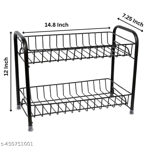 SortHaven™ 2-Tier Countertop Corner Shelf – Stainless Steel Kitchen & Bathroom Organizer