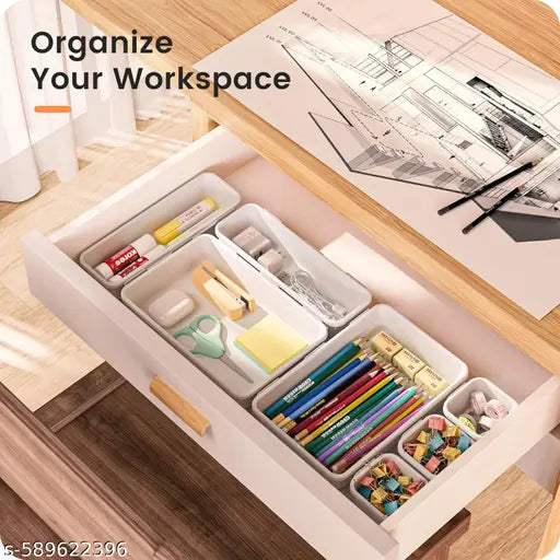SortHaven™ Drawer Organizer Set – 8-Piece Modular Trays for Home, Office & Desk