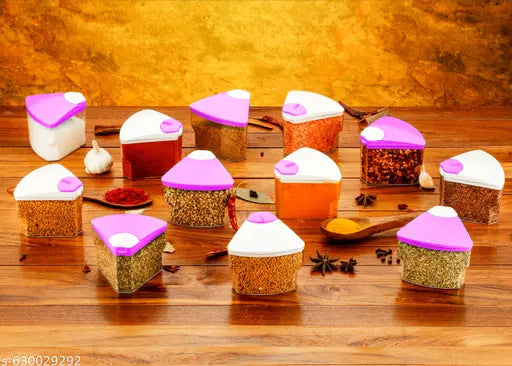 SortHaven™ 360° Revolving Spice Rack – 18 Airtight Masala Jars (300ml Each)