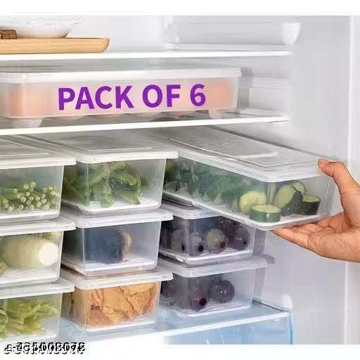 SortHaven™ Fridge Storage Box Set – 6-Piece 1500ml Stackable Containers with Drain Tray