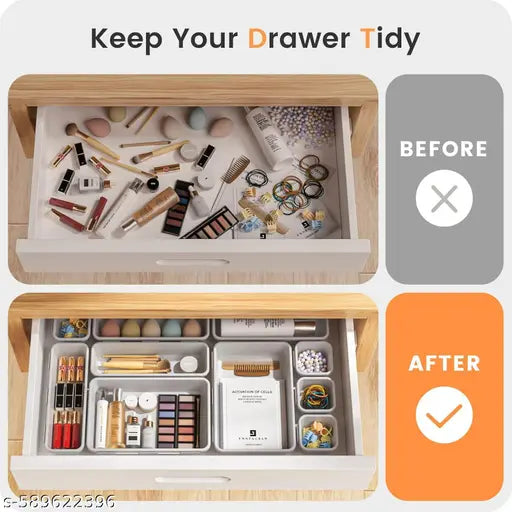 SortHaven™ Drawer Organizer Set – 8-Piece Modular Trays for Home, Office & Desk