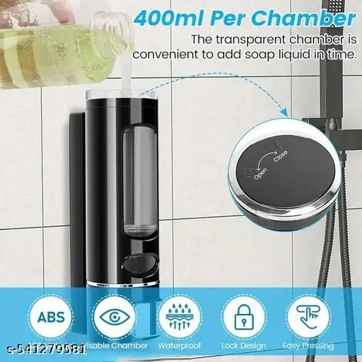 SortHaven™ Wall-Mounted Liquid Soap & Shampoo Dispenser – Pack of 3 (400ml Each)