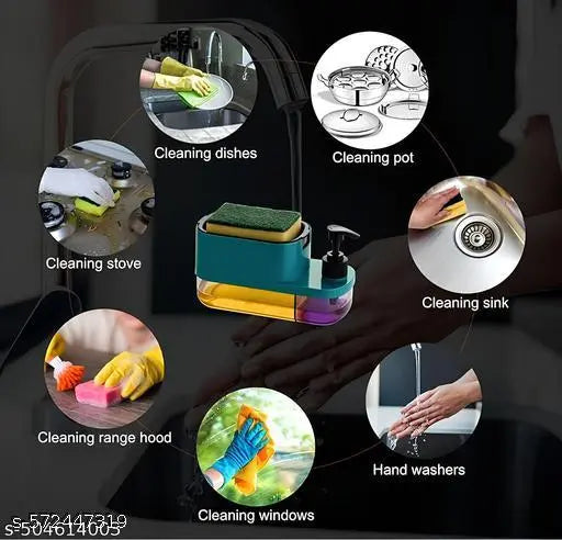 SortHaven™ 3-in-1 Soap Dispenser with Sponge Holder – Smart Sink Organizer