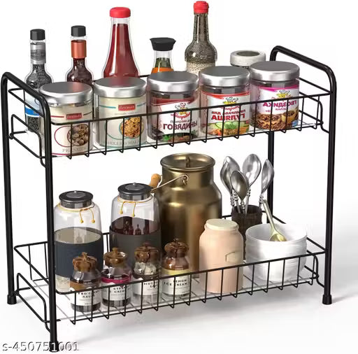 SortHaven™ 2-Tier Countertop Corner Shelf – Stainless Steel Kitchen & Bathroom Organizer