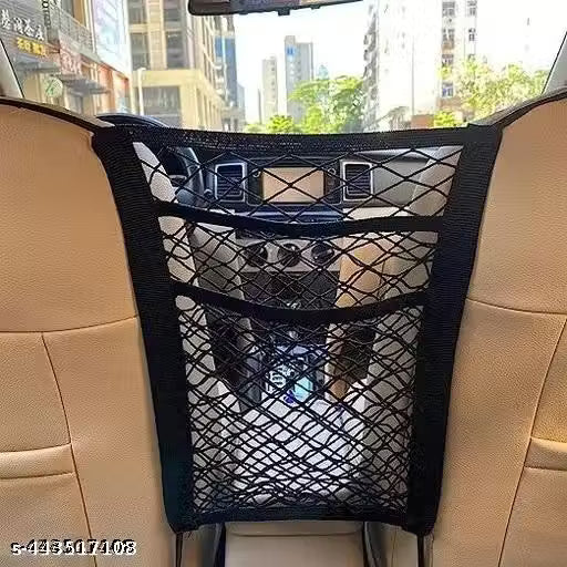 SortHaven™ 3-Layer Car Seat Back Mesh Organizer – Backseat Storage Net & Safety Barrier