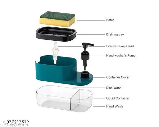 SortHaven™ 3-in-1 Soap Dispenser with Sponge Holder – Smart Sink Organizer